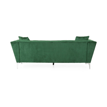 Emerald Velvet 3-seater Sofa with Pillows and Sturdy Frame