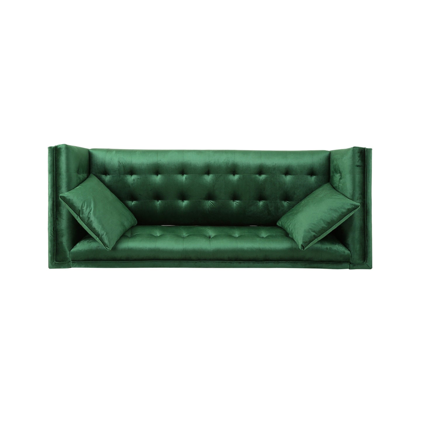 Emerald Velvet 3-seater Sofa with Pillows and Sturdy Frame