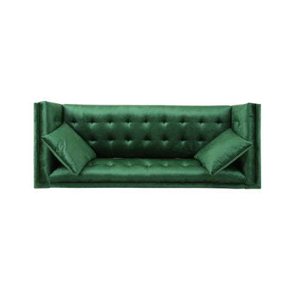 Emerald Velvet 3-seater Sofa with Pillows and Sturdy Frame