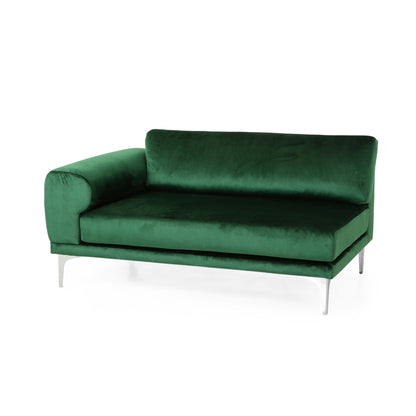 Emerald Velvet 4-Seat Sofa with Metal Legs and Wood Frame