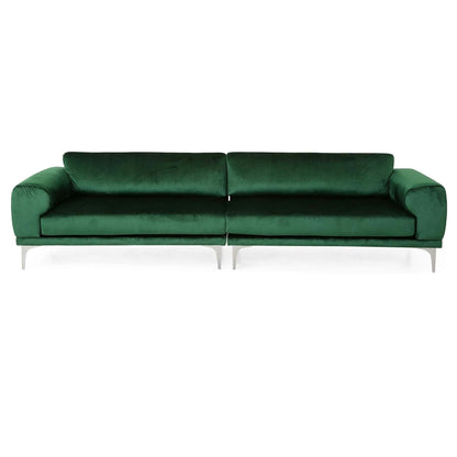 Emerald Velvet 4-Seat Sofa with Metal Legs and Wood Frame