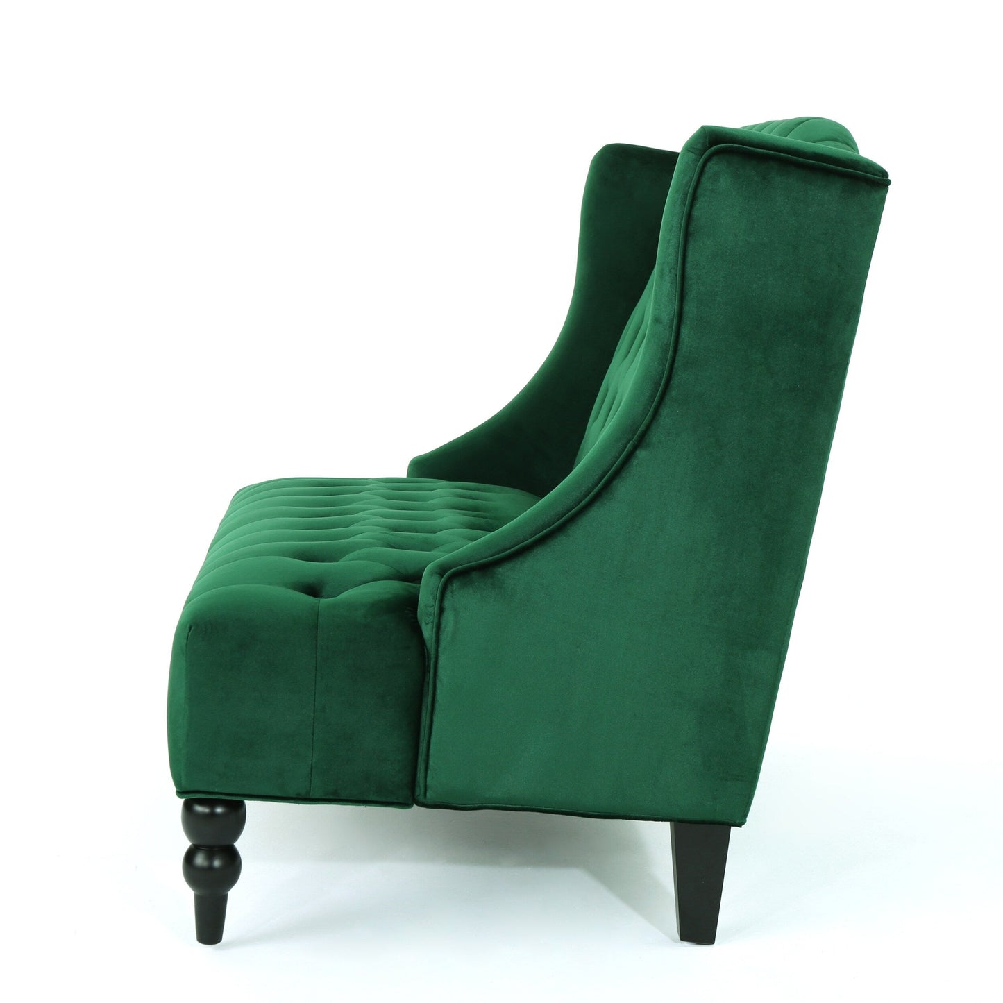 Emerald Velvet Button Tufted High Wingback Loveseat Sofa