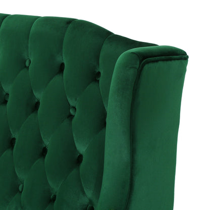 Emerald Velvet Button Tufted High Wingback Loveseat Sofa