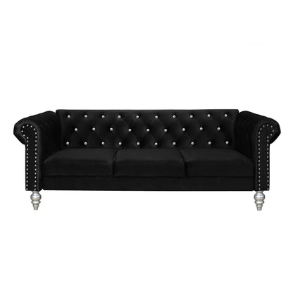 Clayfell Emma Velvet Rolled Arm Living Room Set - Sofa