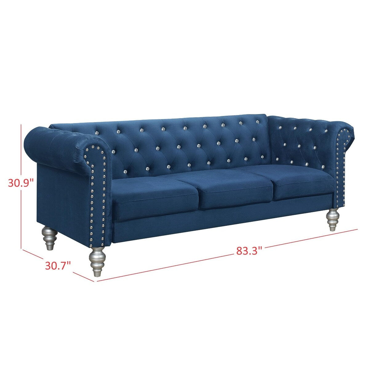 Clayfell Emma Velvet Rolled Arm Living Room Set - Sofa