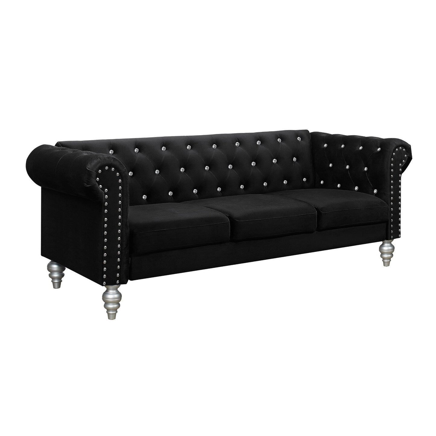 Clayfell Emma Velvet Rolled Arm Living Room Set - Sofa