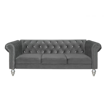 Clayfell Emma Velvet Rolled Arm Living Room Set - Sofa