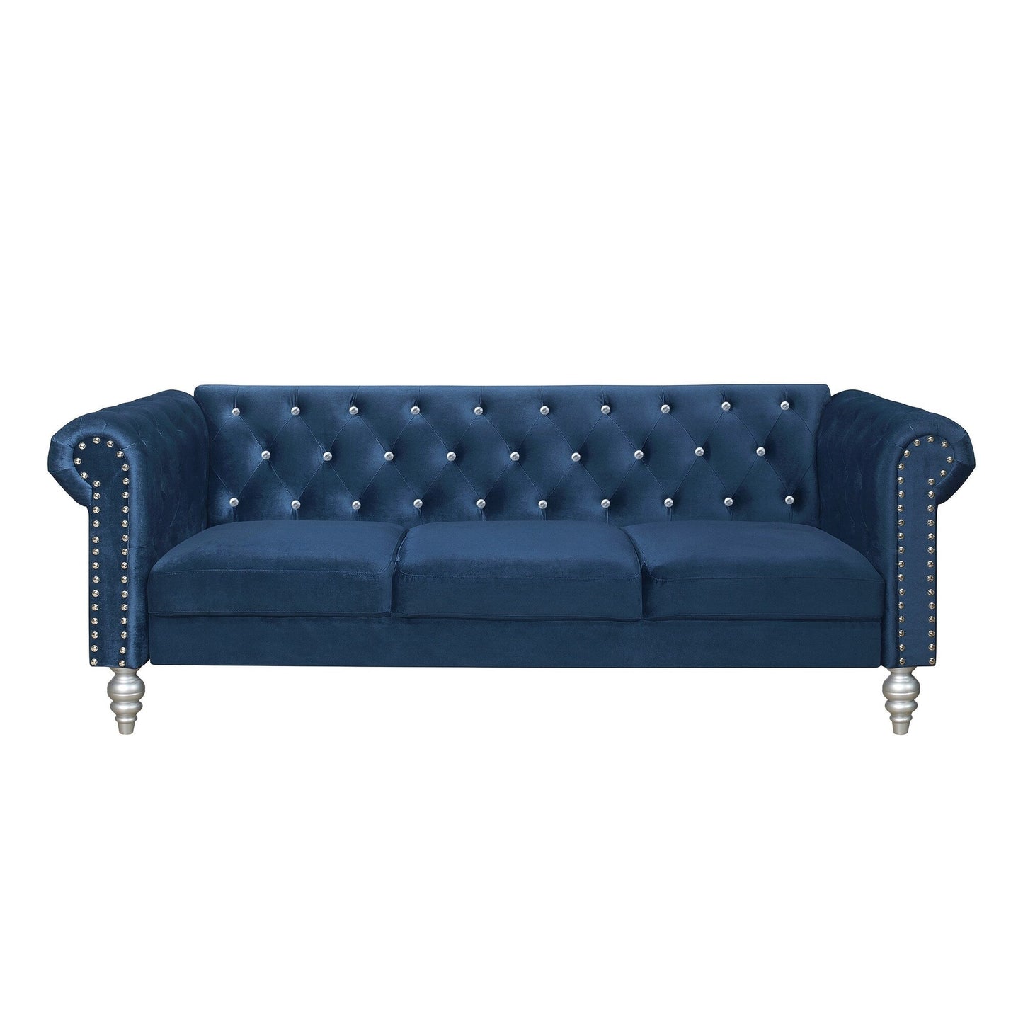 Clayfell Emma Velvet Rolled Arm Living Room Set - Sofa