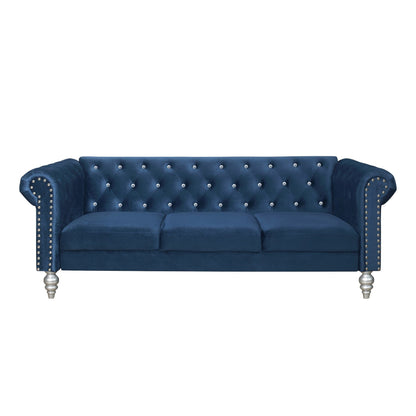 Clayfell Emma Velvet Rolled Arm Living Room Set - Sofa