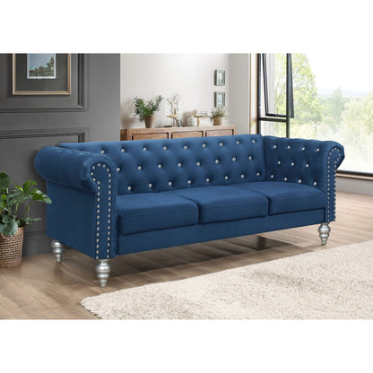 Clayfell Emma Velvet Rolled Arm Living Room Set - Sofa