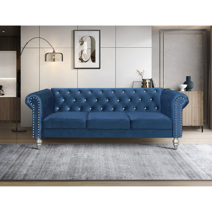 Clayfell Emma Velvet Rolled Arm Living Room Set - Sofa