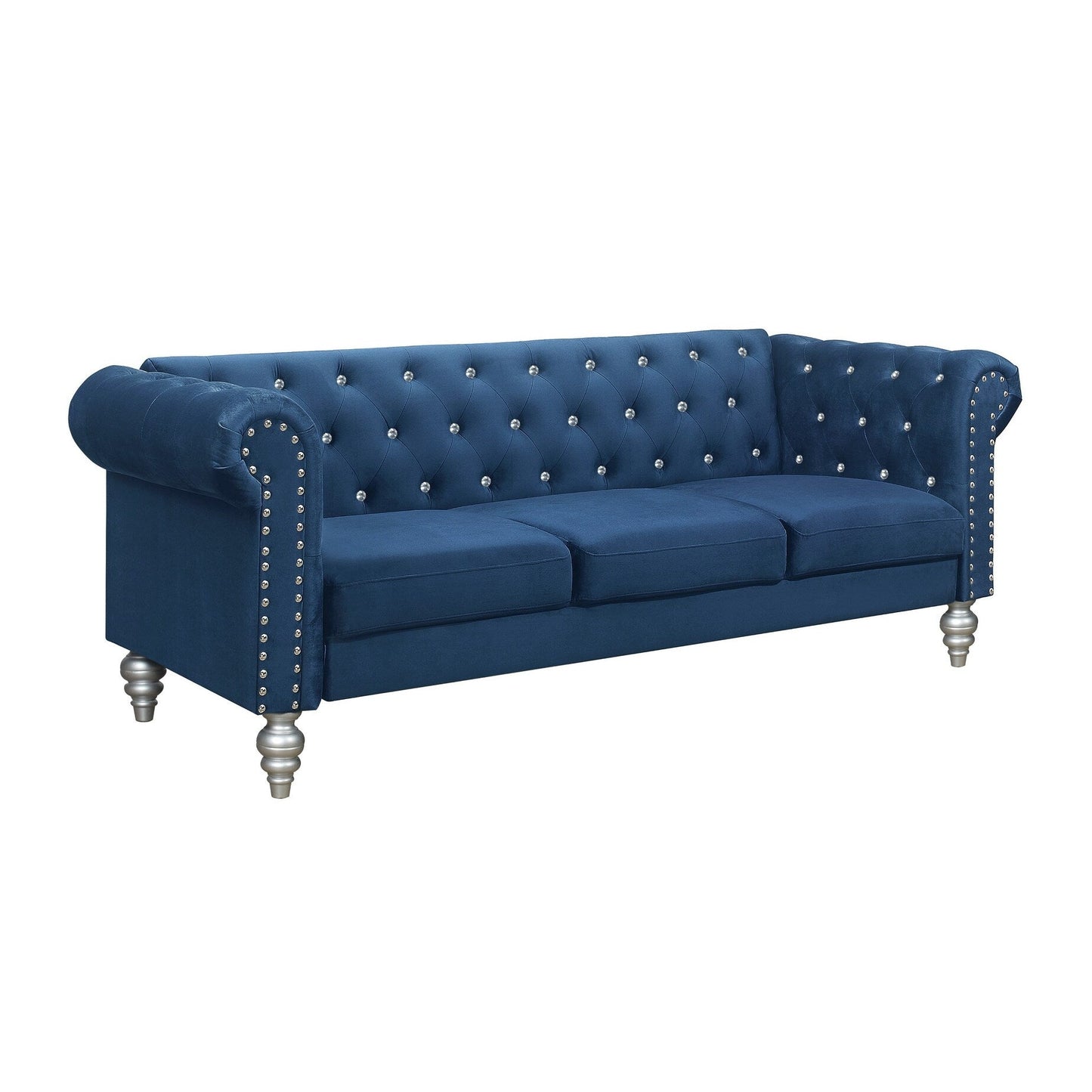 Clayfell Emma Velvet Rolled Arm Living Room Set - Sofa