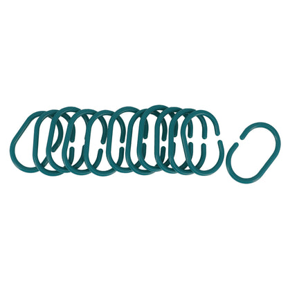 Evideco Shower Curtain Rings Plastic Hooks (Set of 12)