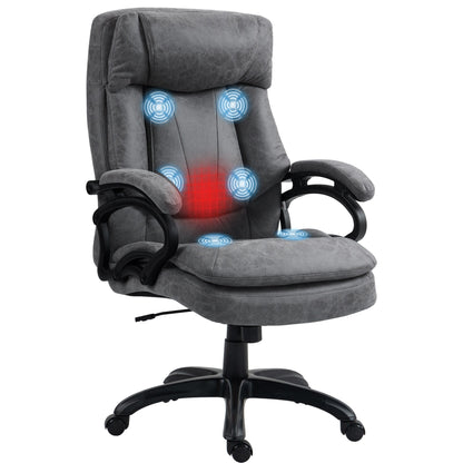 Executive Massage Office Chair Adjustable Backrest Rolling Armchair with Lumbar Heating and Remote Control