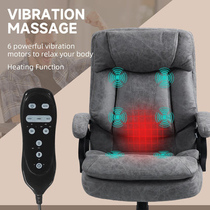 Executive Massage Office Chair Adjustable Backrest Rolling Armchair with Lumbar Heating and Remote Control