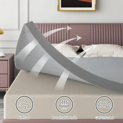 Extra Firm Queen Mattress Topper 3 Inch - High Density Firm Foam Bed Topper, CertiPUR-US Certified