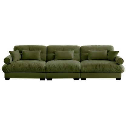 Extra Large 3 Seat Modern Velvet Sofa, Oversize Sofa, Clould Like Comfortable Seat and Back Support
