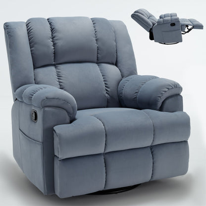 Extra-Large Manual Recliner Chair with 360° Swivel Base and Rocking Motion, Tool-Free Assembly
