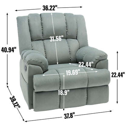 Extra-Large Manual Recliner Chair with 360° Swivel Base and Rocking Motion, Tool-Free Assembly