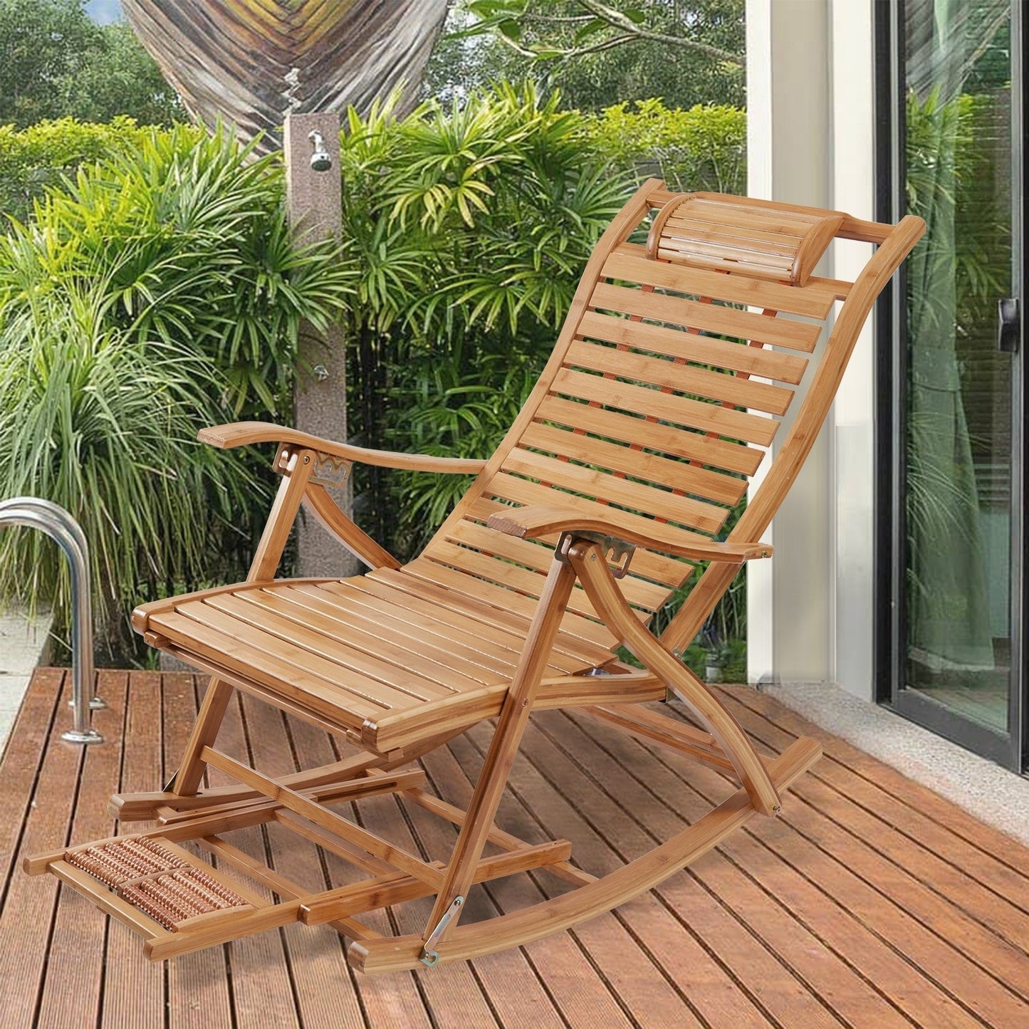 Extra Large Rocking Chair Elderly Gifts Stable Garden Recliner Deck Chairs Foldable