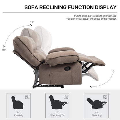 Extra Wide Push-Back Recliner Chair with Massage Heated Pillow, Soft Fleece Upholstery