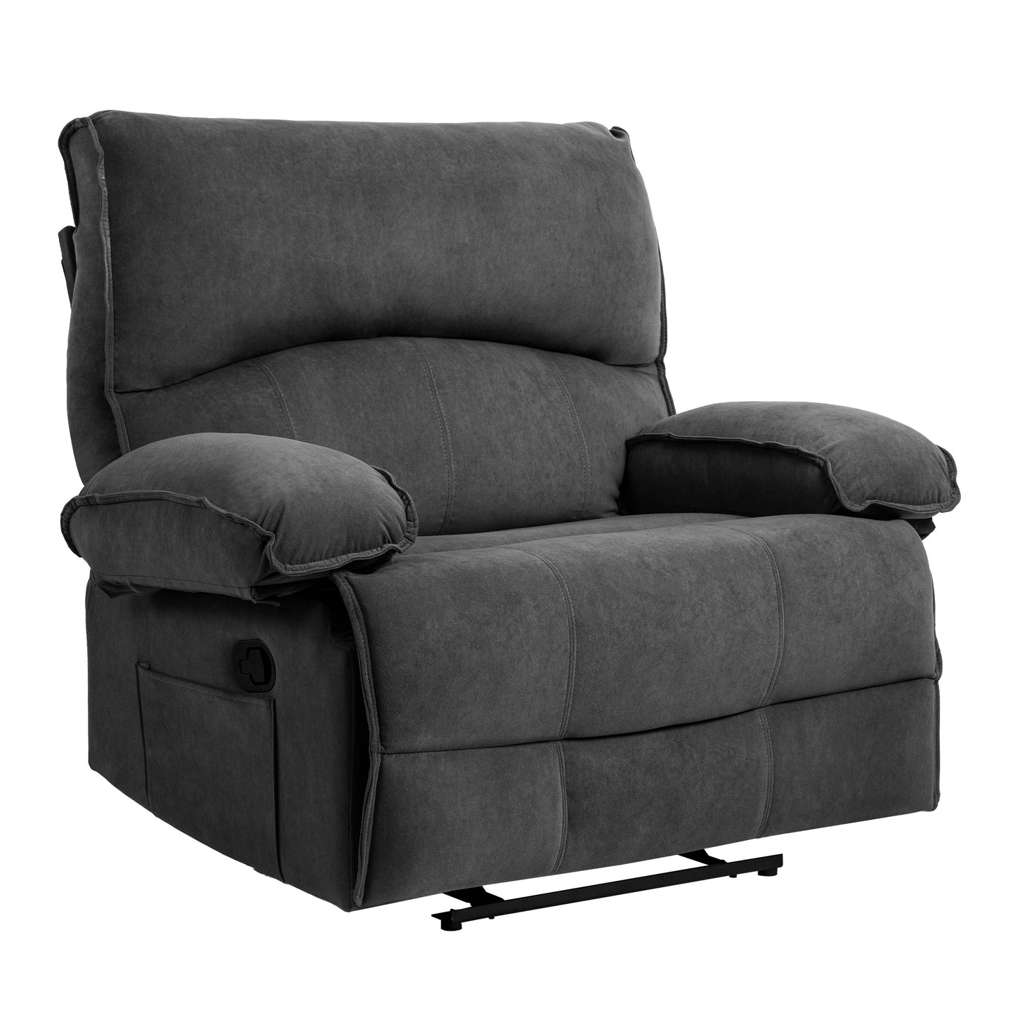 Extra-Wide Push-Back Recliner with Heated Massage Pillow and Plush Fleece Upholstery