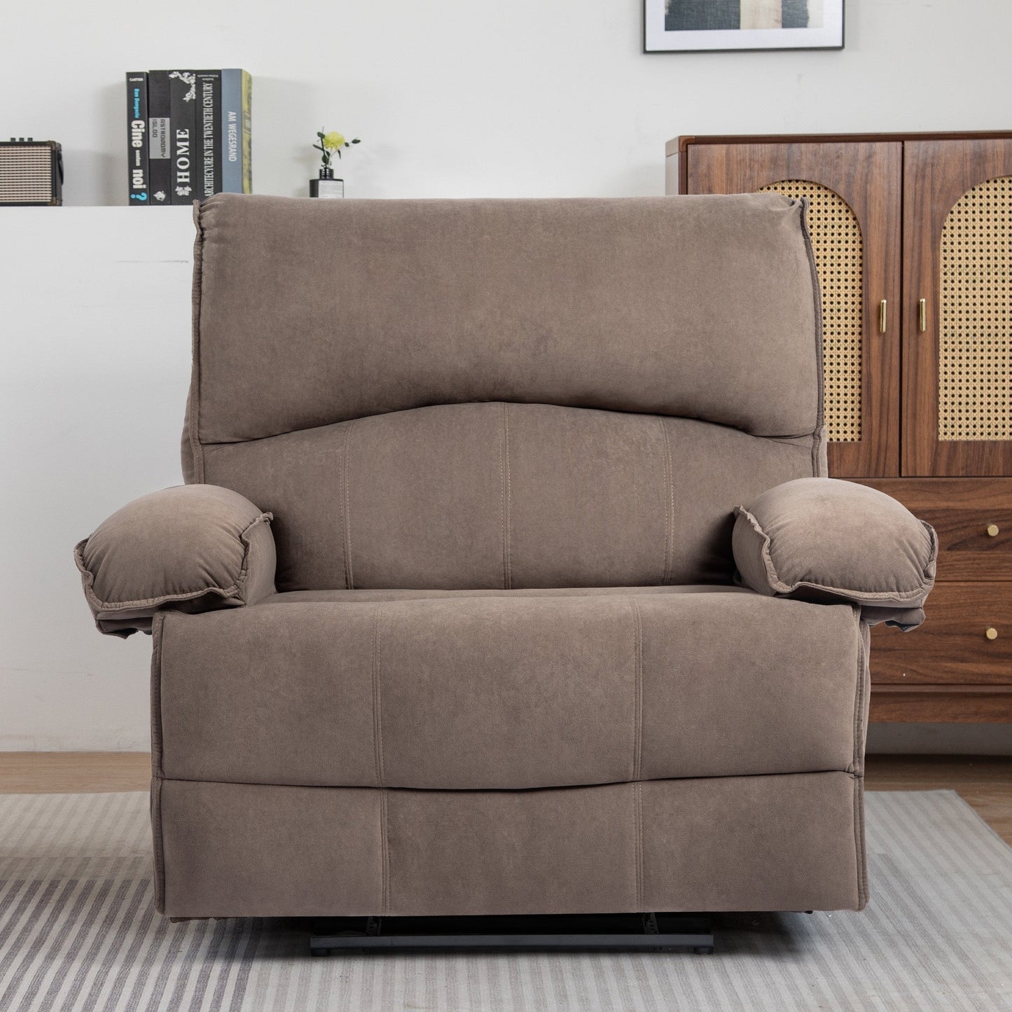 Extra-Wide Push-Back Recliner with Heated Massage Pillow and Plush Fleece Upholstery