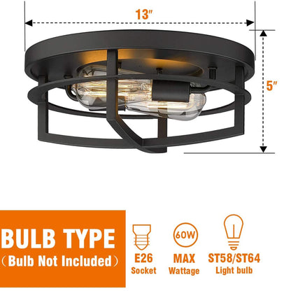 13 2-Light Industrial Ceiling Light Flush Mount Lights