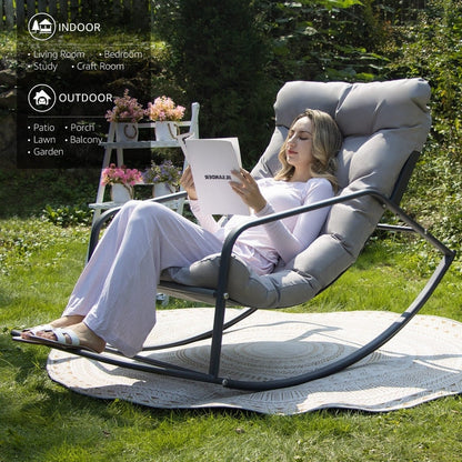 FINCATI Indoor Royal Oversized Rocking Lounge Chair, 450 lbs Extra Large Outdoor Recliner with Comfy Water-resistant Cushions