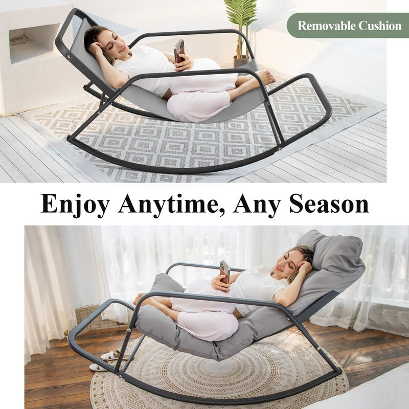 FINCATI Indoor Royal Oversized Rocking Lounge Chair, 450 lbs Extra Large Outdoor Recliner with Comfy Water-resistant Cushions