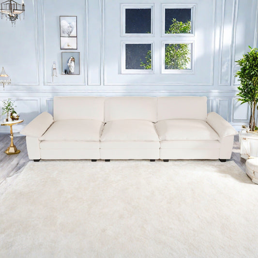 Fabric 3-Seater Sofa with Removable Pillows and Layer Cushions