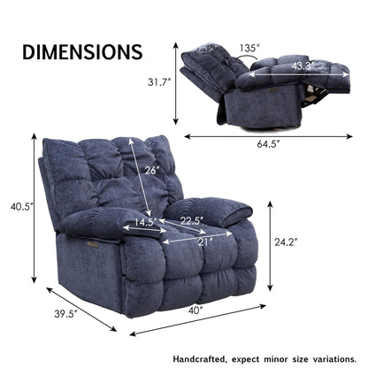 Fabric 360° Swivel Electric Recliner Chair with Glide Motion, High Backrest, and Multiple Recline Positions