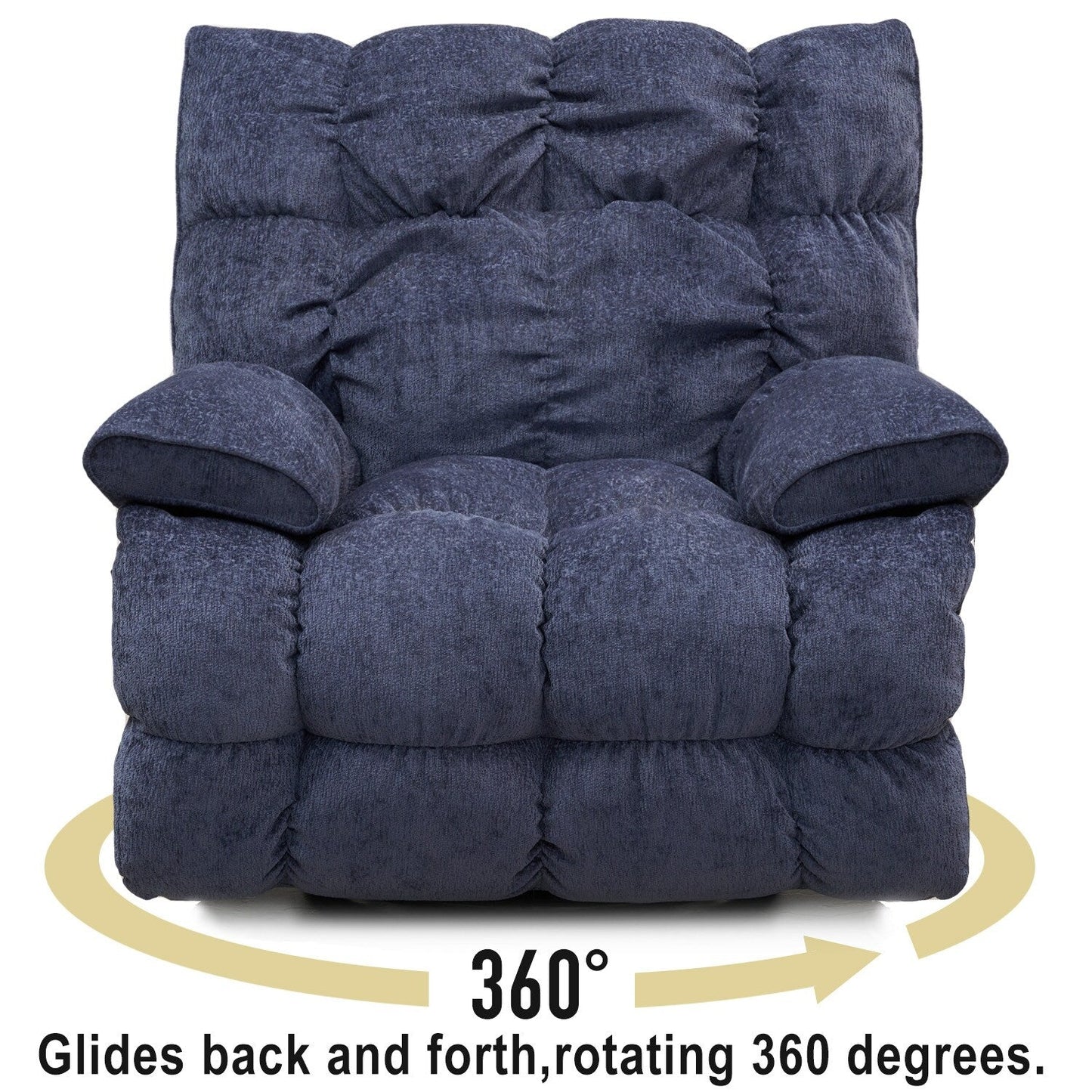 Fabric 360° Swivel Electric Recliner Chair with Glide Motion, High Backrest, and Multiple Recline Positions