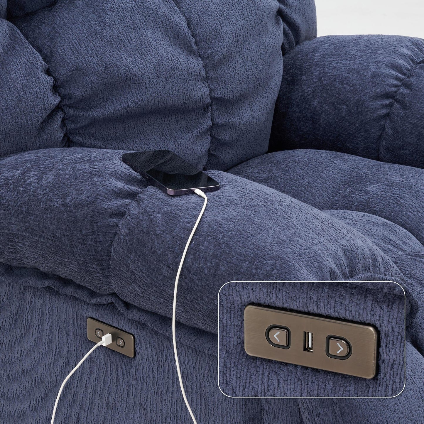 Fabric 360° Swivel Electric Recliner Chair with Glide Motion, High Backrest, and Multiple Recline Positions