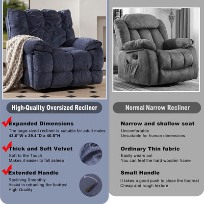Fabric 360° Swivel Electric Recliner Chair with Glide Motion, High Backrest, and Multiple Recline Positions
