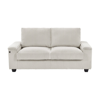 Fabric Loveseat Sofa with Storage Armrest and USB