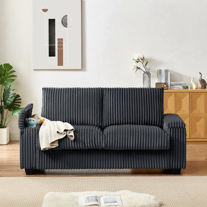 Fabric Loveseat Sofa with Storage Armrest and USB