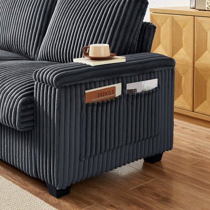 Fabric Loveseat Sofa with Storage Armrest and USB