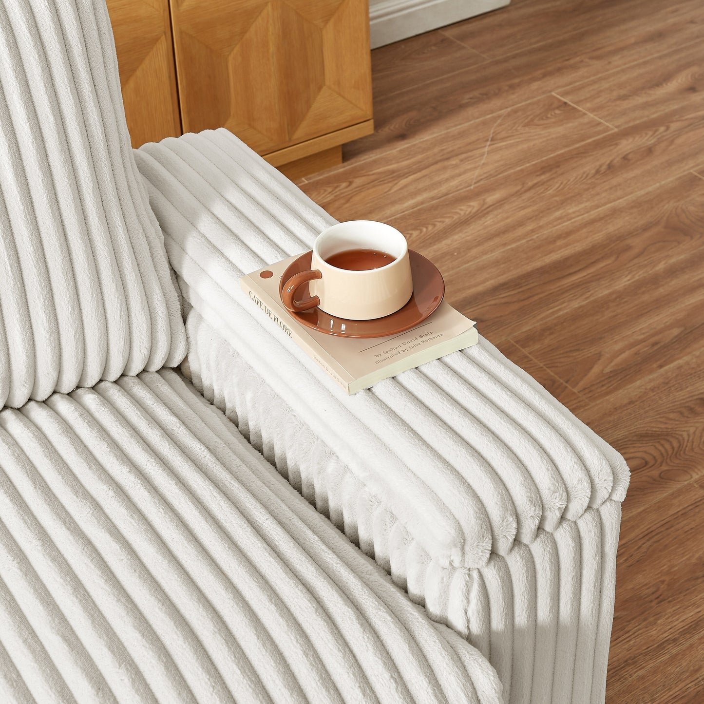 Fabric Loveseat Sofa with Storage Armrest and USB