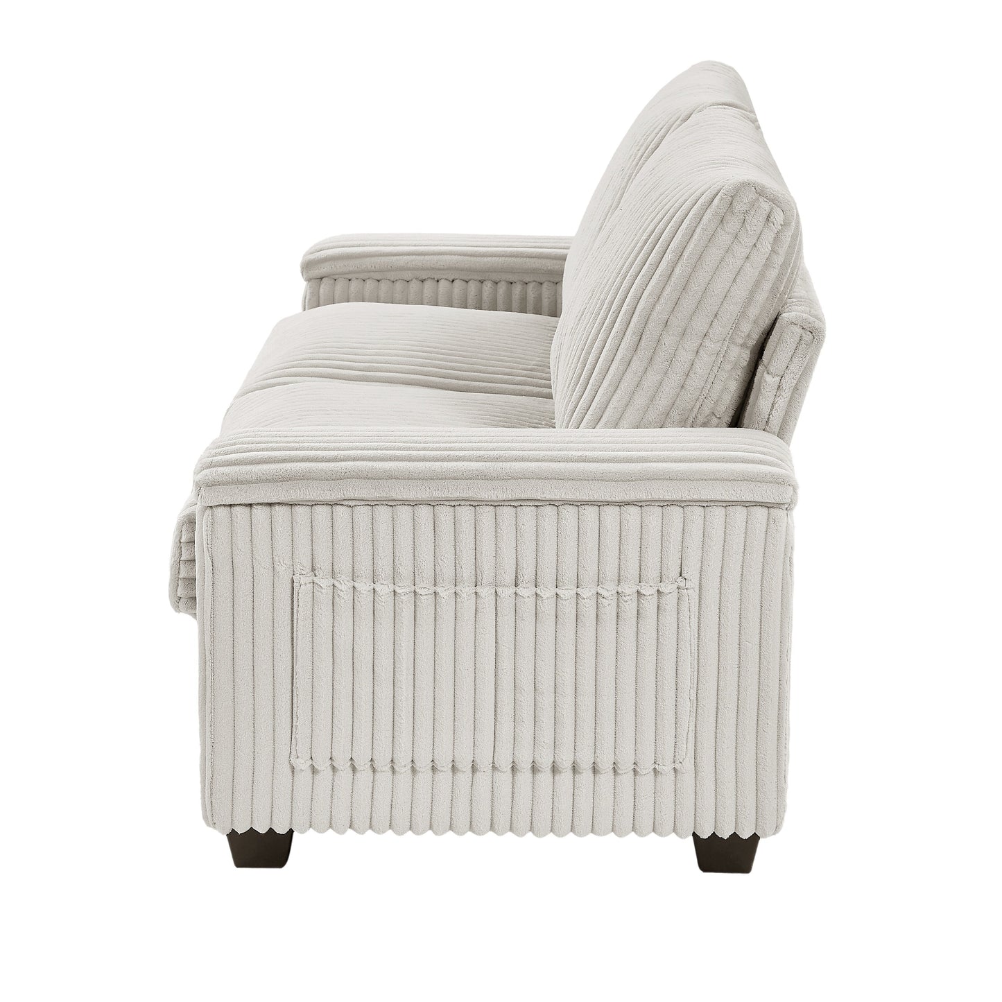 Fabric Loveseat Sofa with Storage Armrest and USB
