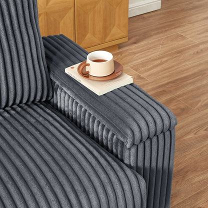 Fabric Loveseat Sofa with Storage Armrest and USB