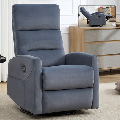 Fabric Manual Recliner Chair 360° Swivel Chair with Rocker and Footrest, Armchair with Adjustable Backrest Pedals