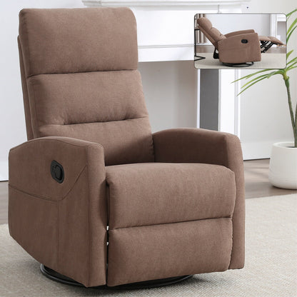Fabric Manual Recliner Chair 360° Swivel Chair with Rocker and Footrest, Armchair with Adjustable Backrest Pedals