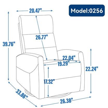 Fabric Manual Recliner Chair 360° Swivel Chair with Rocker and Footrest, Armchair with Adjustable Backrest Pedals