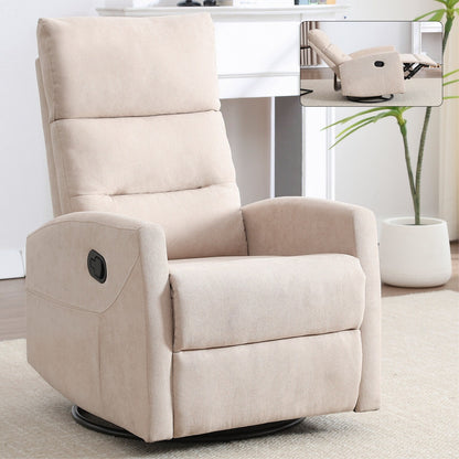 Fabric Manual Recliner Chair 360° Swivel Chair with Rocker and Footrest, Armchair with Adjustable Backrest Pedals