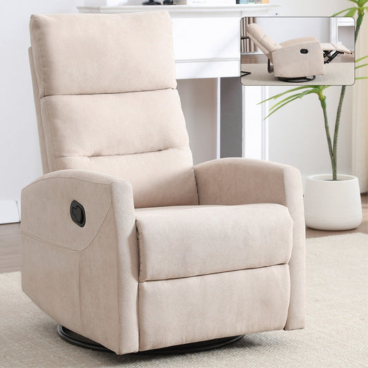 Fabric Manual Recliner Chair 360° Swivel Chair with Rocker and Footrest, Armchair with Adjustable Backrest Pedals