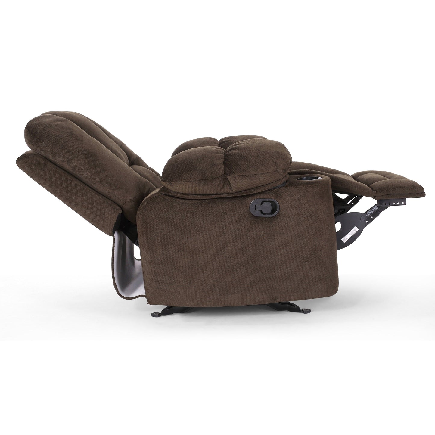 Fabric Manual Recliner Chair with Dual Cup Holders and Generous Padded Cushions