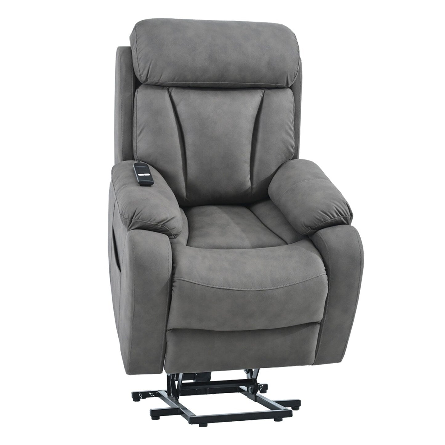 Fabric Power Lift Recliner Chair for Elderly, with Remote Control, Overstuffed Cushion, Side Pocket, and Heavy-Duty Frame