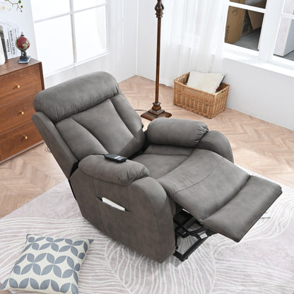 Fabric Power Lift Recliner Chair for Elderly, with Remote Control, Overstuffed Cushion, Side Pocket, and Heavy-Duty Frame
