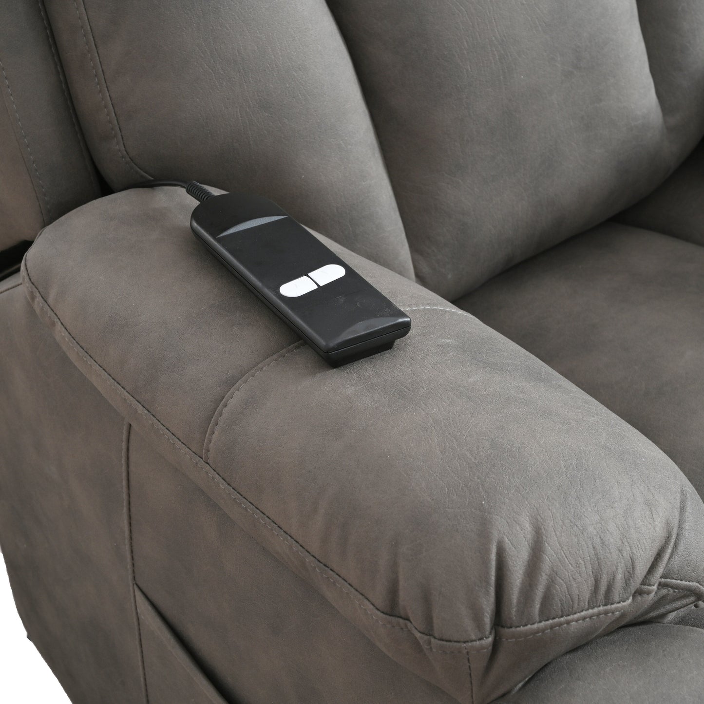Fabric Power Lift Recliner Chair for Elderly, with Remote Control, Overstuffed Cushion, Side Pocket, and Heavy-Duty Frame